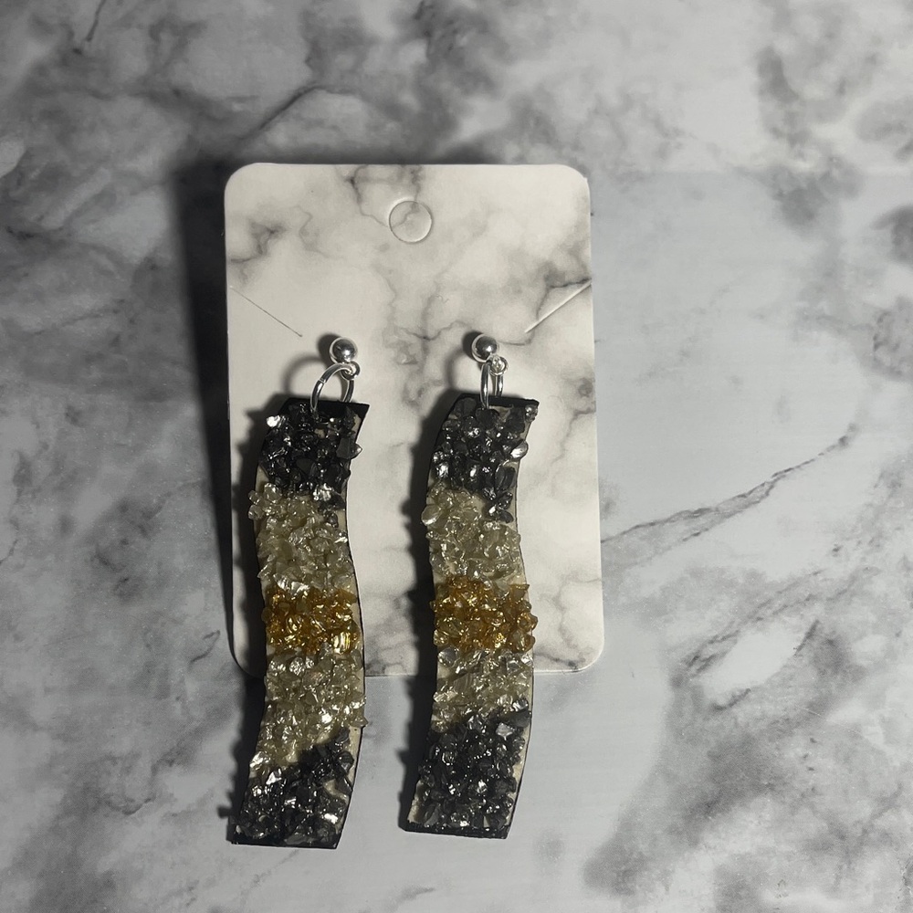 Handmade Elegant Silver and Gold Crystal Earrings with Silver Ball Posts
